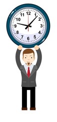 funny cartoon businessman with clock