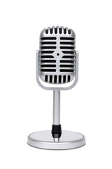 Fototapeta premium Vintage classic microphone isolated on white background with clipping path.