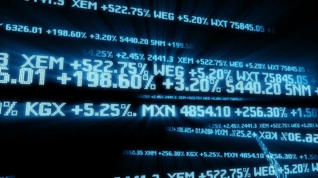 Shiny stock market data cg animation in 3d space