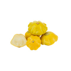 Heap of raw yellow zucchini, isolated