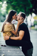 Young man and woman in the park