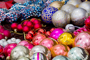 Christmas tree decorations, preparing to decorating a Christmas