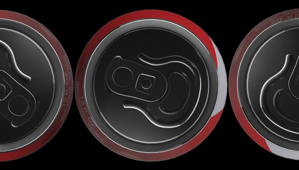 Red can of soda, view from the top on background, 3d render