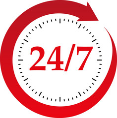 Full day 24/7 service label. Vector Illustration