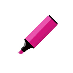 Pink marker isolated on white background. Vector flat design illustration