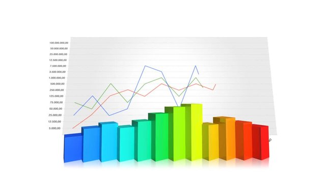 Financial report with animated pie and line chart graphics