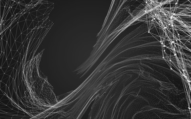 Abstract polygonal space low poly dark background, 3d rendering