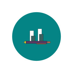 Vector illustration in flat design of column chart and pen