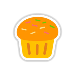 Vector illustration in paper sticker style Cupcake