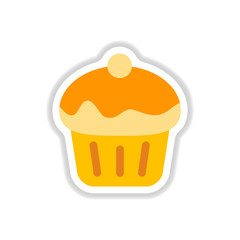 Vector illustration in paper sticker style Cupcake