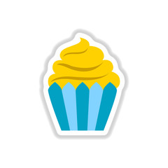 Vector illustration in paper sticker style Cupcake
