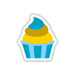 Vector illustration in paper sticker style Cupcake