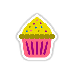 Vector illustration in paper sticker style Cupcake