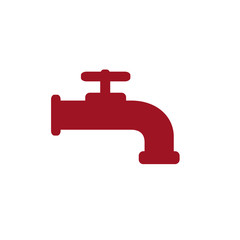Modern Water Faucet icon. Red silhouette. Vector illustration.