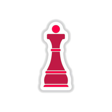 Vector illustration in paper sticker style Chess queen