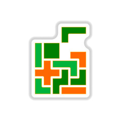 Vector illustration in paper sticker style Tetris pieces
