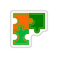 Vector illustration in paper sticker style Puzzles