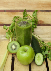 Organic smoothie with fresh vegetables and fruits
