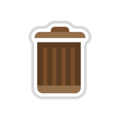 Vector illustration in paper sticker style metal garbage can