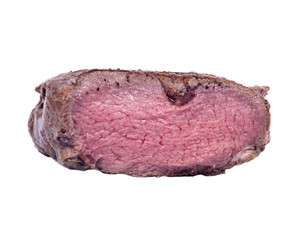 Grass fed juicy corn roast beef isolated on white background