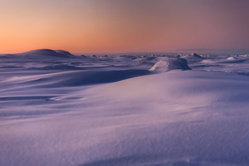Fototapeta na wymiar Ice landscape in Antarctica during sunset