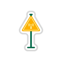Vector illustration in paper sticker style network badge road sign