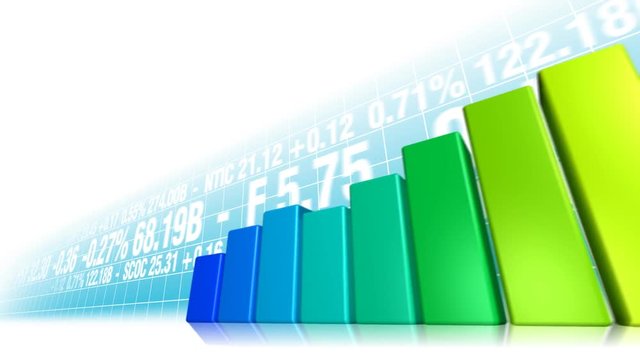 Stock market success animation with bar chart