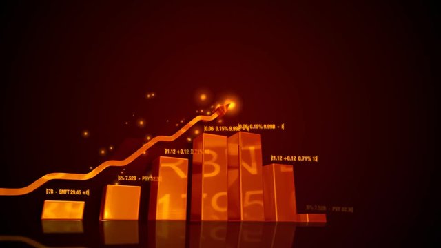 Stock market data animation rising up