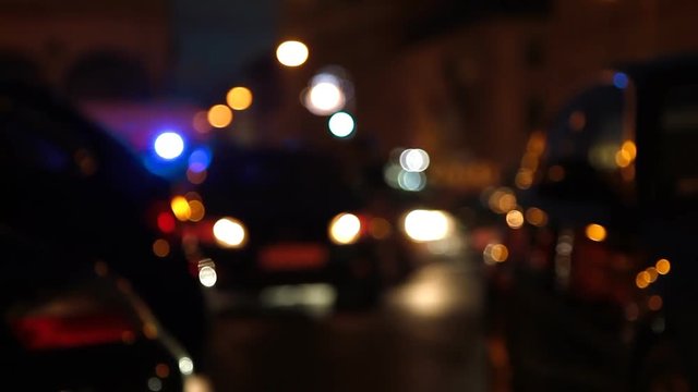 out of focus candid shot of a german police car in munich germany