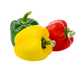 colored peppers isolated on white background