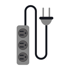 electric extension cord cable and plug three outlets vector illustration eps 10