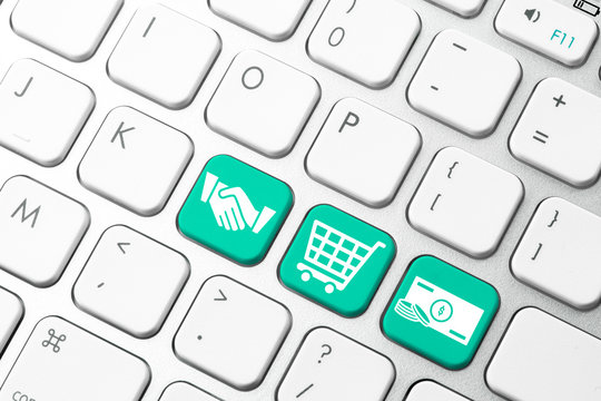 Online shopping cart icon for e-commerce concept