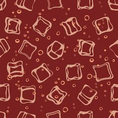 Soda pop and ice cubes seamless pattern. 