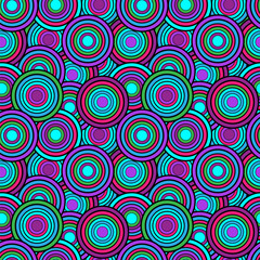 Purple and green circles seamless vector pattern.