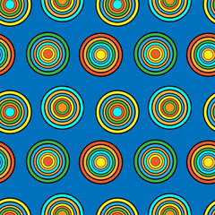 Fototapeta na wymiar Blue and orange circles seamless vector pattern. 