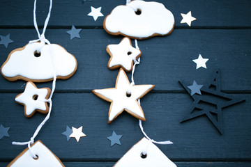 Christmas cookie on a wooden background