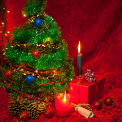 Christmas Tree with burning candle