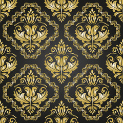 Oriental classic pattern. Seamless abstract background with repeating elements. Black and golden pattern