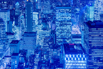 Obraz premium Night view of New York Manhattan during sunset