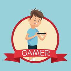 gamer smartphone video playing banner blue backgroung vector illustration eps 10