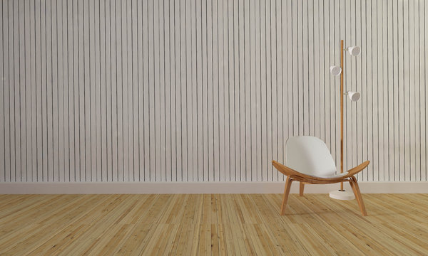 Loft and simple living room with chair and wall background-3d re