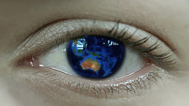 Planet Earth In Close Up Human Eye