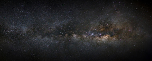 Fototapeta premium Panorama galaktyki Drogi Mlecznej z gwiazdami i kosmicznym pyłem we wszechświecie