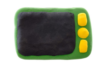 green mobile smart phone made from plasticine