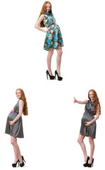 Fototapeta premium Pregnant woman in composite image isolated on white