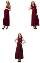 Pregnant woman in composite image isolated on white