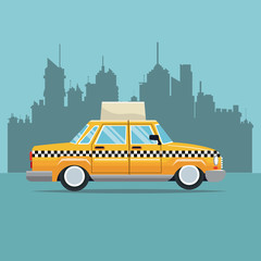 taxi car new york side view town background vector illustration eps 10