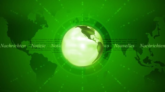 Shiny orbiting globe broadcast news animation