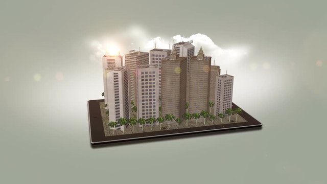 3D City On Digital Tablet