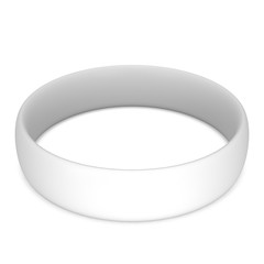 Blank rubber plastic stretch white bracelet. 3d render isolated on white background.